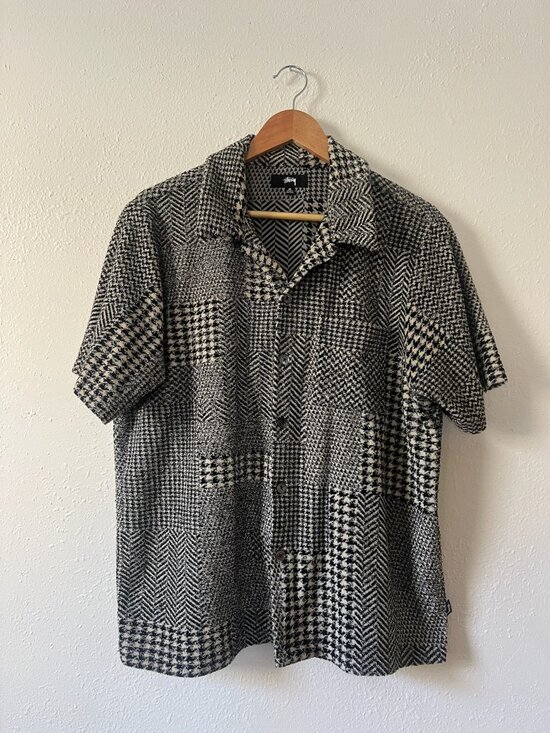 Stussy Other - Stussy Abstract Houndstooth Terrycloth Shortsleeve Buttondown